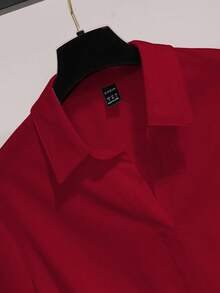 Franclia 女式优雅休闲七分袖褶边衬衫