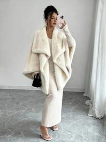 Selianne Women's New Fuzzy Shawl Cardigan, Autumn/Winter - Beige - View 6