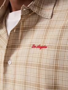 SWAVVY Camisa casual de manga corta a cuadros para hombre, verano