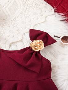 Cute & Elegant Burgundy Knit Camisole Dress For Baby Girl - Burgundy - View 3