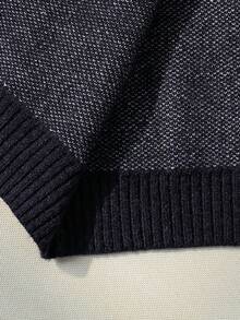 女童圆领费尔岛针织开衫，海军蓝长袖宽松舒适针织毛衣开衫，返校季学院风，百搭毛绒针织开衫 - 寶藍色 - 查看 5