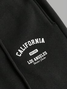 Girlism Teen Girls' Basic Casual Letter Print Sweatshirt Set, Black & White - Black and White - View 4