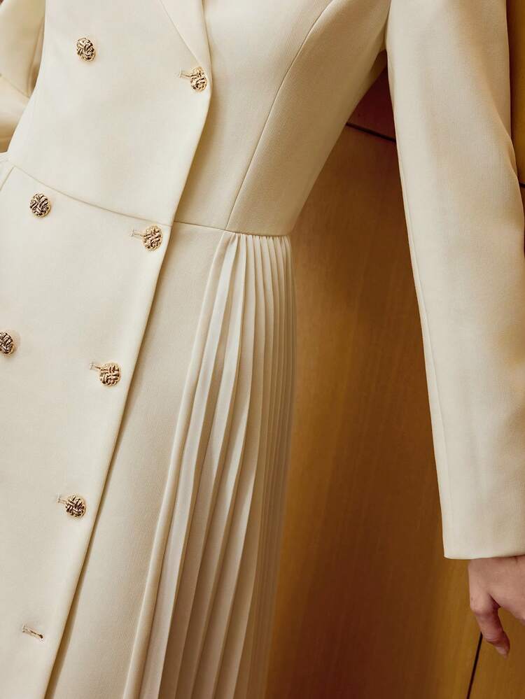 WOMEN'S ELEGANT PLEATED SUIT DRESS WITHOUT BELT FOR COMMUTING