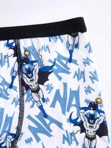 BATMAN X SHEIN 青少年男孩柔软透气全印花平角裤 - 黑與白 - 查看 4