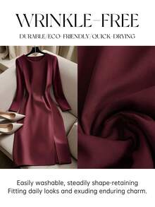 Franclia 简约时尚秋冬优雅通勤圆领纯色长袖连衣裙酒红色连衣裙酒红色连衣裙别致连衣裙女士优雅连衣裙女士正式连衣裙女士正式连衣裙女士优雅毕业礼服毕业生毕业礼服女士毕业礼服毕业宾客礼服外出礼服派对优雅礼服新年服装新年礼服女装新年造型新年女装圣诞礼服女秋装女秋装女秋装 - 酒紅色 - 查看 5