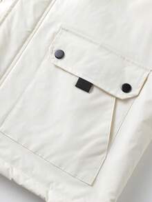 Manfinity Hypemode 男士休闲连帽长袖羽绒服，带翻盖口袋和毛领，秋冬季 - 卡其色 - 查看 5