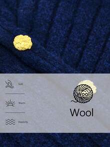 SHEIN Stylify Women's Elegant Design Navy Blue Knitted Pullover Sweater, Long Sleeve, Front Long Back Short, Suitable For Commuting, Autumn/Winter