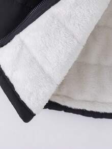 女童冬季中长款黑色拉链连帽羽绒服，经典时尚 - 黑色 - 查看 7