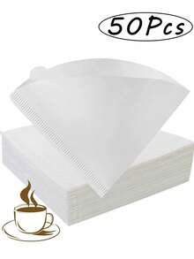 50/100Pcs Coffee Filters, Cone Shaped Paper Filters Easy To Use Upgraded Design Size V02, V-Shaped Hand Brewed Coffee Filter Paper Filter Cup Uses Filter Paper Hand Brewed Coffee Filter Paper, Compatible With Pour Over Drippers Back To School - White - View 1