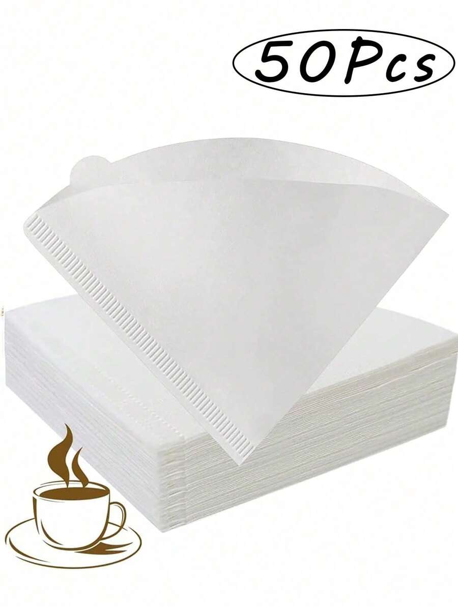 50/100Pcs Coffee Filters, Cone Shaped Paper Filters Easy To Use Upgraded Design Size V02, V-Shaped Hand Brewed Coffee Filter Paper Filter Cup Uses Filter Paper Hand Brewed Coffee Filter Paper, Compatible With Pour Over Drippers Back To School - White - View 1