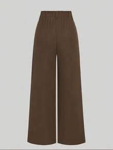 SHEIN LUNE Plus Size Pleated Detail Versatile Office Pants Fall Cloth For Women