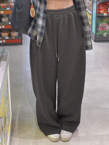 DAZY Women's Casual Solid Color Drawstring Sweatpants - Dark Grey - View 4