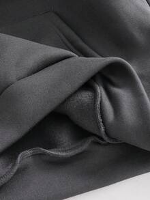 Vacaura 2pcs/Set Teenage Boys Casual Basic Letter Embossed Hoodie Sweatshirt And Relaxed Fit Sweatpants Set, Simple And Refined, Suitable For Autumn Wear Or Layering With Jackets In Winter - Dark Grey - View 4