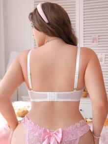 PetitDoll Plus Size Romantic Embroidered Sweet Women's Underwire Push-Up Lingerie Bra - Multicolor - View 2