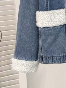 Comfortcana Áo khoác denim thường ngày cho nữ có nút sừng, áo khoác mùa đông cho nữ Áo khoác nữ Thu Đông Áo khoác denim ấm áp cho nữ có lớp lót Sherpa và khóa cài cho mùa đông Giáng sinh Quần áo nữ Năm mới Áo khoác nữ Lễ tạ ơn có lớp lót nhiệt, dày, ấm áp - Rửa trung bình - Xem 4