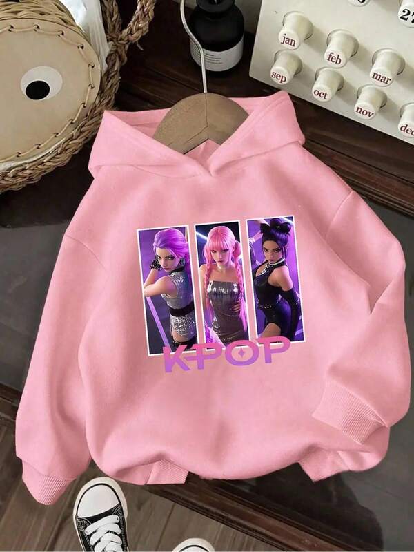 SHEIN Girls' Fleece Hoodie - Black