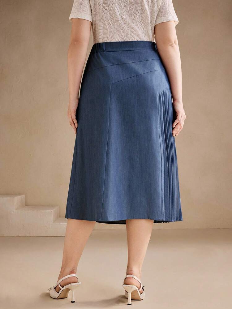 Falda de negocios para mujer, diseño plisado elegante, estilo minimalista, otoño