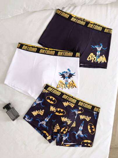 BATMAN X SHEIN Herrboxershorts med bokstäver och tecknade figurer