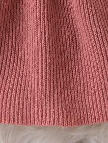 SHEIN 女婴休闲麻花图案高领长袖针织连衣裙，秋冬季服装，适合2-3岁女婴，包括毛衣、套头衫、连衣裙、长袖连衣裙、1岁女童连衣裙等。 - 珊瑚粉 - 查看 5