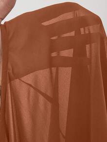 Maweii Áo cánh cổ tròn màu trơn thanh lịch cỡ lớn viền bất đối xứng - Rỉ Nâu - Xem 7