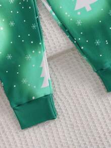 Infant/Toddler Boys' Green Christmas Tree Solid Color Long Sleeve Snug Fit Pajama Set