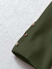 Franclia Women's Khaki Slim Fit Tailored Blazer, High-Quality Commuter Urban Suit, Autumn/Winter - Army Green - View 4