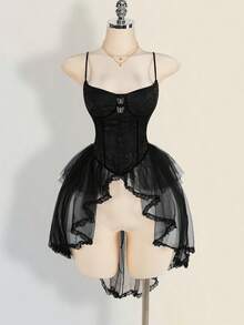 SHEIN ICON Women' S Jacquard Camisole Top, Sexy Palace Style Suitable For Party And Gathering Red Corset Dress Red Tulle Dress High Low Dress Corset Top Red Party Dress Fall Women Clothes Wedding Guest Dress Women