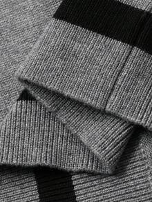 DAZY Women's Contrast Color Pullover Sweater, Elegant Long Sleeve Knit Top - Grey - View 9