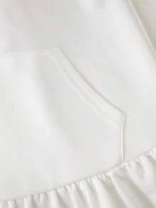 Joliand Joliand 1件装少女优雅都市校园可爱小狗装饰撞色连帽连衣裙，适合聚会、郊游、返校、派对、夏秋季少女连衣裙连帽衫连衣裙女童卫衣连衣裙休闲连衣裙，返校缤纷快乐 - 白色 - 查看 7