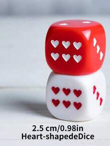 Joivida 1个/2个/4个，2.5厘米心形骰子，心形点数，游戏道具，麻将骰子，桌面游戏，适用于夜总会、酒吧、饮酒、派对道具、骰子道具，适合作为新年礼物、情人节礼物、派对用品、游戏道具等。可用于节日、生日、婚礼、场景装饰、派对用品等场合。 - 彩色 - 查看 3
