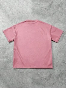 Claim Dot Herren Loose Fit T-Shirt mit geprägtem Buchstabenmuster und Drop Shoulder - Pink - Übersicht 2