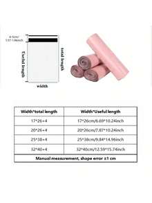 50个粉色快递袋，简约百搭的包装袋，适用于学校、办公室、礼品、商务运输、返校季和情人节等场合。 - 粉色 - 查看 5