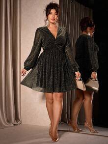 Cravure Modisches Glitzer-Twist-Kleid in Große Größen für Partys