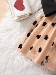 年轻女孩优雅可爱的黑色拼布串珠长袖连衣裙 - 黑色 - 查看 3