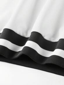 Manfinity Campus Court 男士休闲宽松V领卫衣 Y2K街头风长袖上衣 - 白色 - 查看 8