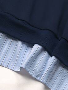 Manfinity Homme 男士刺绣长袖休闲连帽卫衣，海军蓝，高品质，街头风，刺绣，男士连帽衫 - 藏蓝色 - 查看 6