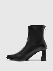 CUCCOO BIZCHIC Women's Fashion Square Toe Chunky Heel Zipper Back Soft Leather Ankle Boots, Comfortable For Daily Commute And Shopping - Coffee Brown - View 10