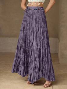 MOTF PREMIUM FALDA ASIMÉTRICA CON BAJO FLUIDO Y TEXTURA - Morado - Ver 7