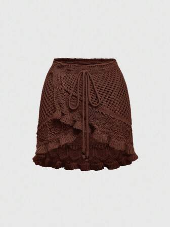 Gonna estiva casual da spiaggia in maglia traforata per le donne