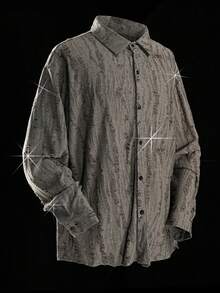 ROMWE MEN Street Life Áo sơ mi nam dài tay dệt kim thường ngày - Nhiều màu - Xem 3