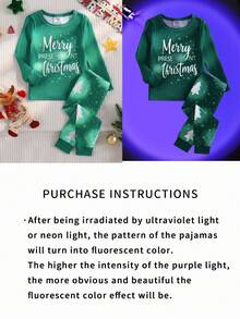 Infant/Toddler Boys' Green Christmas Tree Solid Color Long Sleeve Snug Fit Pajama Set