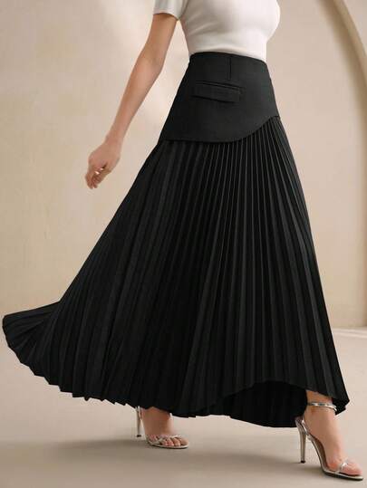 Anewsta Elegant Women's Pleated Design Versatile Skirt
