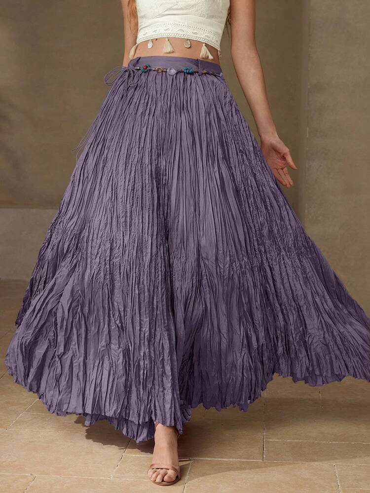 TEXTURED FLOWY ASYMMETRICAL HEM SKIRT