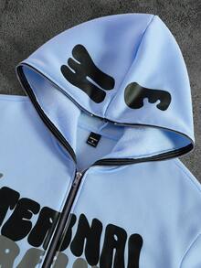 PAVTROS Men's Thermal Lined Casual Letter Print Hoodie And Sweatpants Set, Autumn/Winter Designer Sweatsuit Men Street Wear Sets Men Tracksuit Set Men Sweatsuit Set - Multicolor - View 6