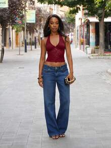 SHEIN BAE Women Floral Lace Fashion Halter Neck Camisole,Multipack