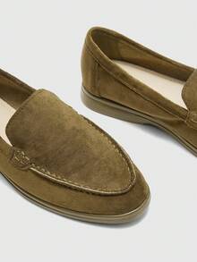 CUCCOO BIZCHIC Giày lười da lộn màu xanh ô liu thời trang dành cho nữ, thoải mái, phù hợp để đi làm, dã ngoại, mua sắm, làm việc, mặc hàng ngày - xanh quân đội - Xem 7