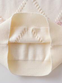 SHEIN Playful Pals 2 件套少女可爱长袖蝴蝶结装饰毛衣和百褶裙套装，秋冬