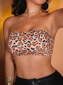 Leopard Print Strapless Invisible Bra For Women, Wireless Seamless Backless Bra, Thin Breathable Bra ClassicAnimalPrint - Multicolor - View 1