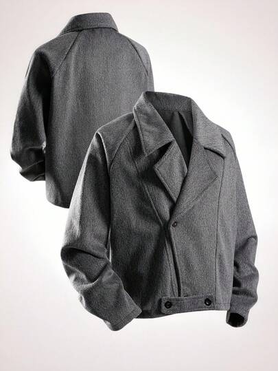 Street Life Manteau décontracté pour hommes à col châle et manches raglan, couleur unie, automne/hiver