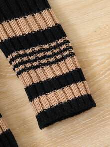 Sparklyn 1 件女式毛衣裙，复古经典拼色罗纹针织裙，高领，合身腰部，常规厚度，耐用，百搭，适合秋冬季休闲、外出、上学 - 彩色 - 查看 4